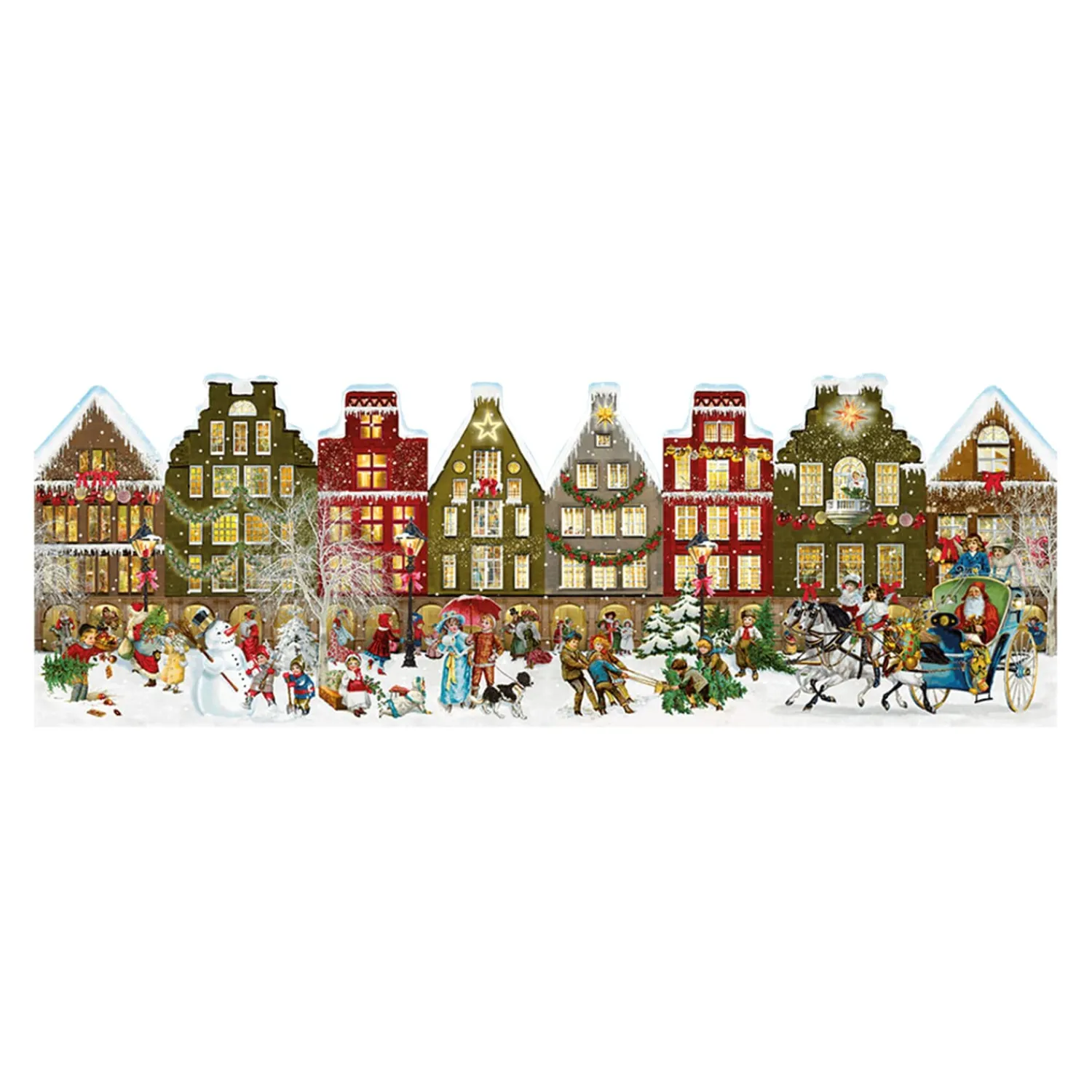 Nostalgische Weihnachtsdeko|Adventsdeko & Kalender-Adventskalender "Nostalgisches Häuserleporello"
