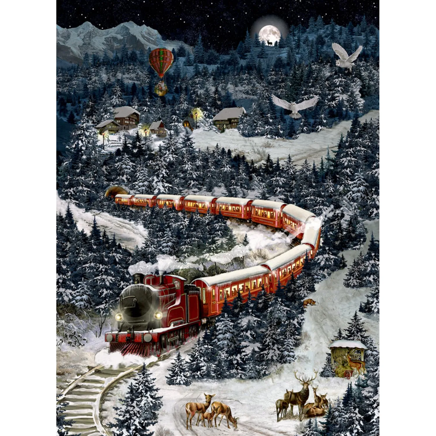 Adventsdeko & Kalender-Adventskalender "Weihnachtsexpress in Winterlandschaft"