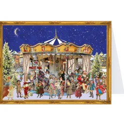 Adventsdeko & Kalender-Adventskalender-Karte "Weihnachtskarussell"