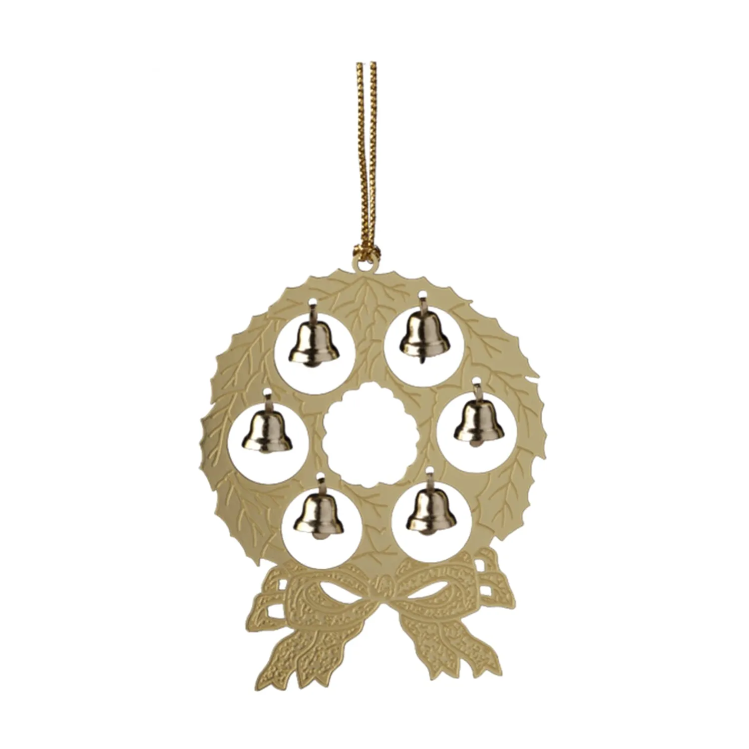 Baumschmuck Aus Messing-Adventskranz mit Glöckchen, goldfarben