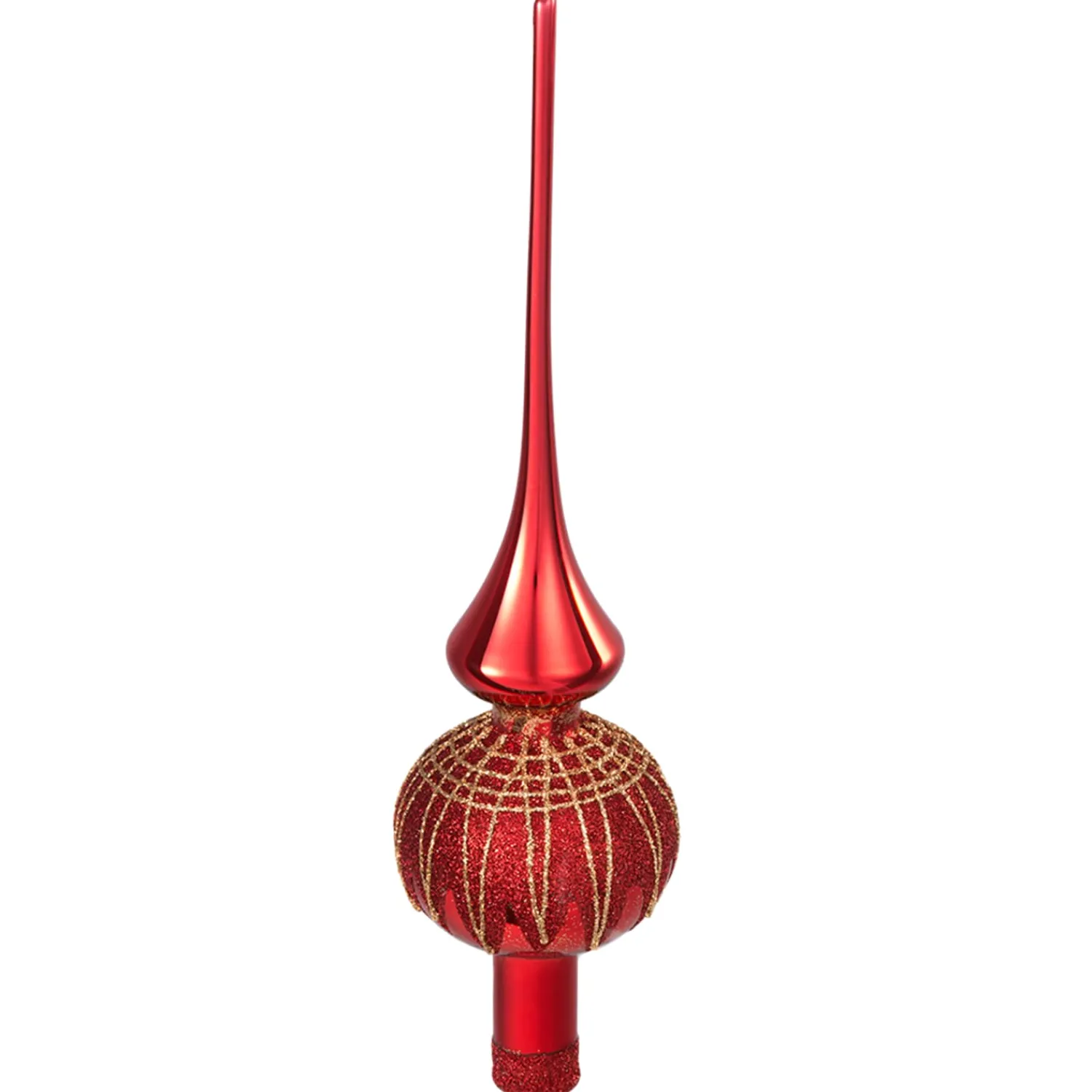 Christbaumspitzen|Weihnachtskugeln Aus Glas-Baumspitze rot mit Glitterdach