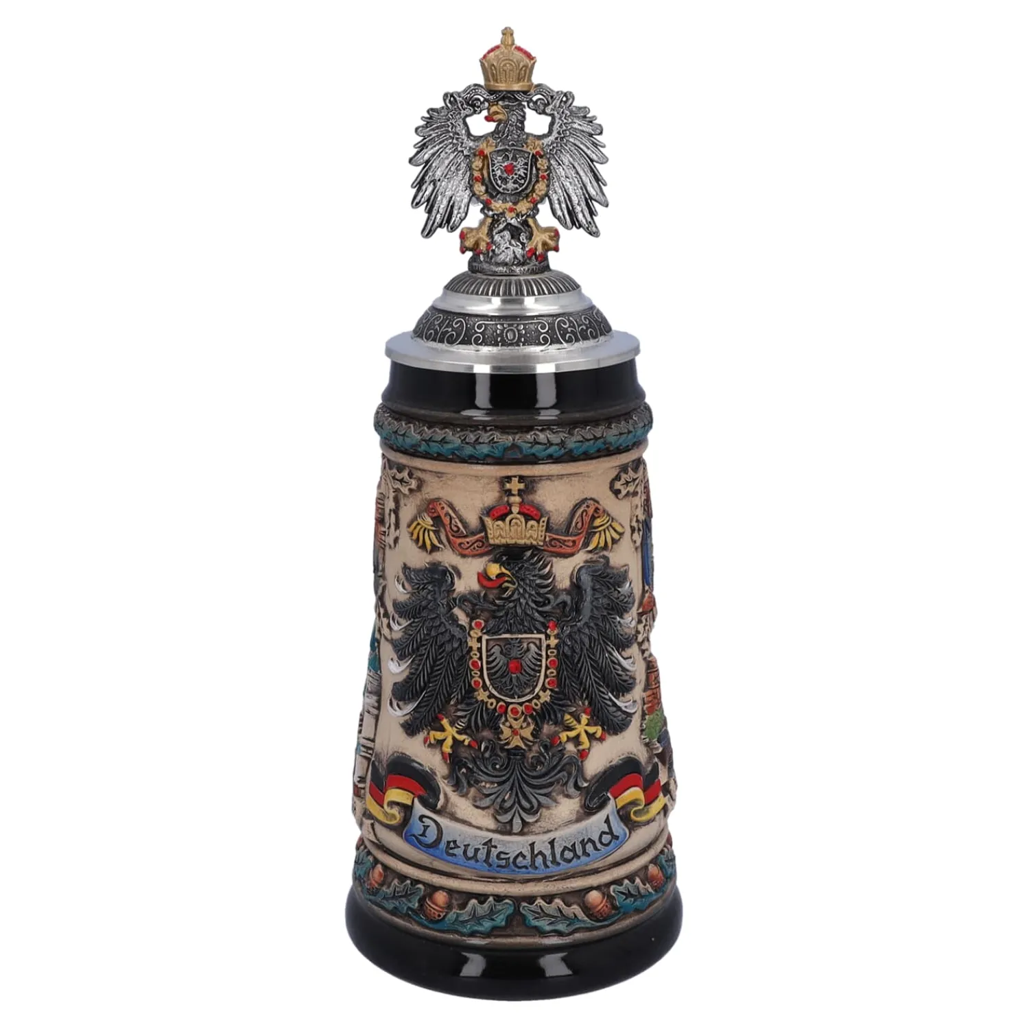 Bierkrüge|Deutschland Motive-Bierkrug mit Zinnadler "Deutschland", bunt-natur, 0,5 Liter