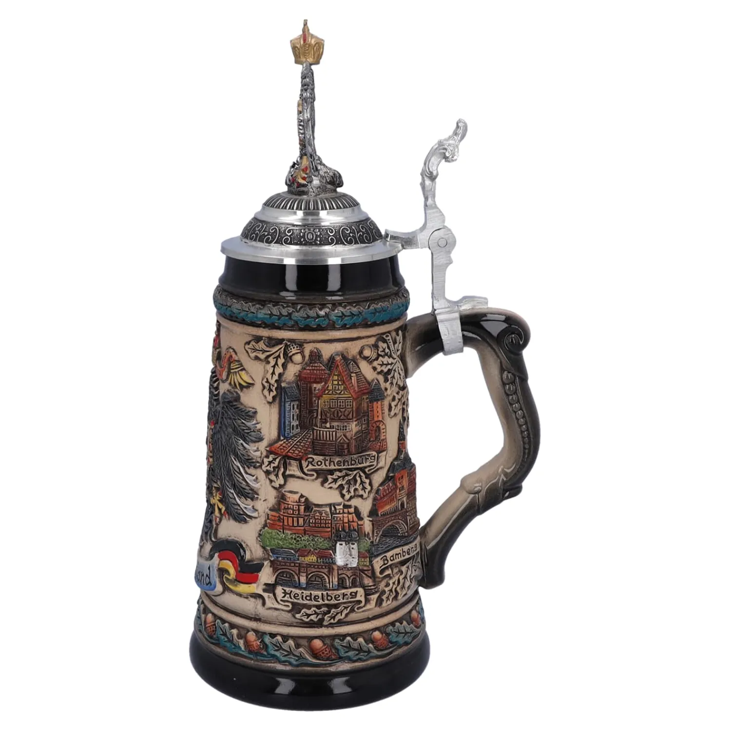 Bierkrüge|Deutschland Motive-Bierkrug mit Zinnadler "Deutschland", bunt-natur, 0,5 Liter