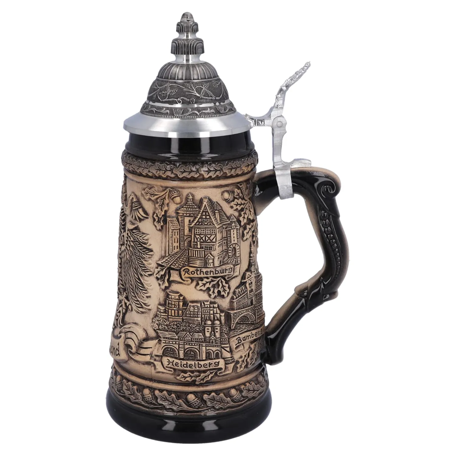 Deutschland Motive|Bierkrüge-Bierkrug mit Zinndeckel "Deutschland", natur, 0,5l