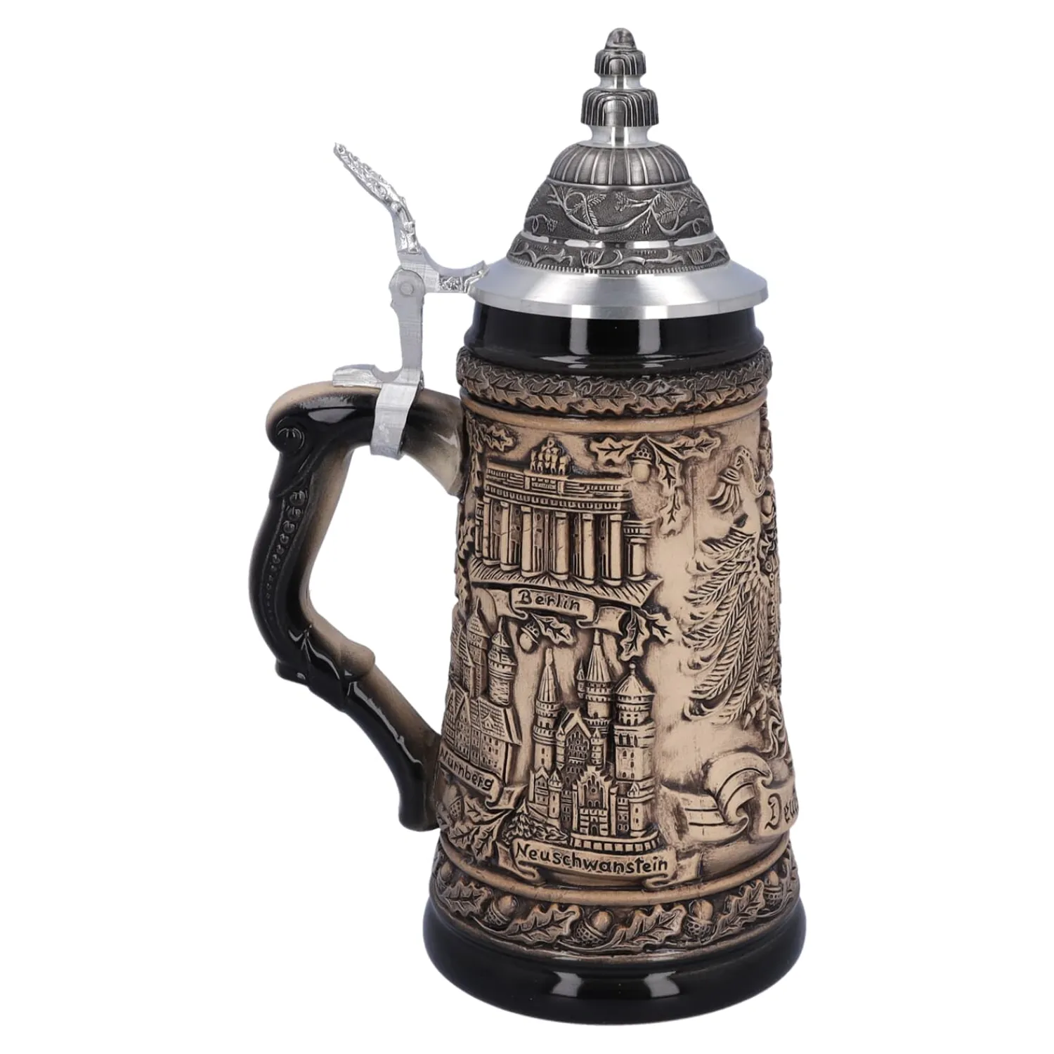 Deutschland Motive|Bierkrüge-Bierkrug mit Zinndeckel "Deutschland", natur, 0,5l