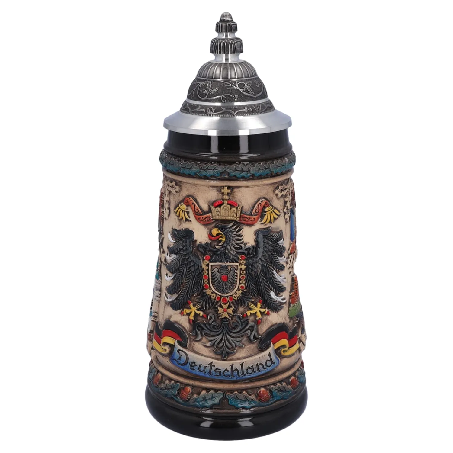 Bierkrüge|Deutschland Motive-Bierkrug mit Zinndeckel "Deutschland", bunt-natur, 0,5l