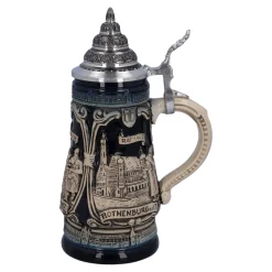 Bierkrüge|Rothenburg Motive-Bierkrug mit Zinndeckel 