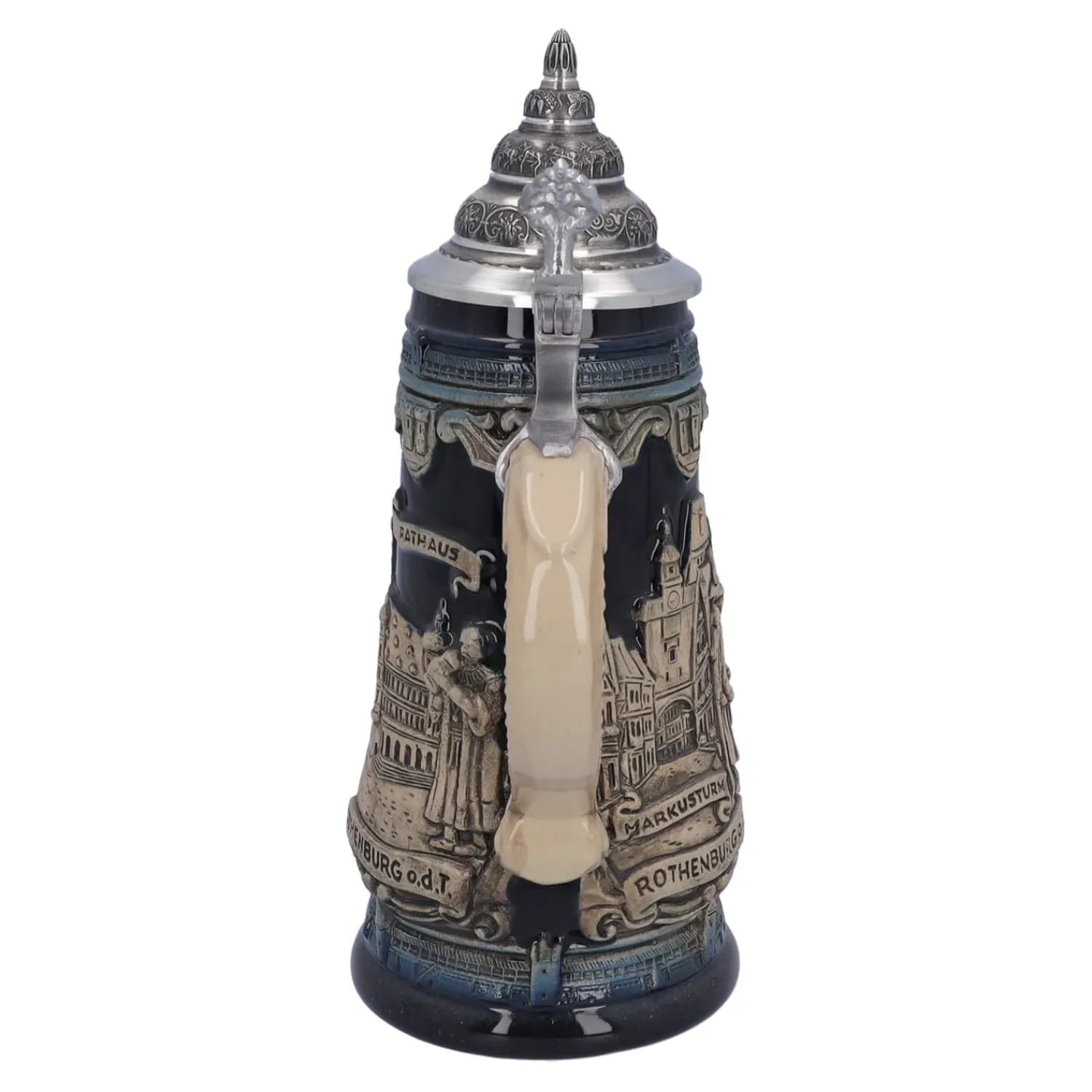 Bierkrüge|Rothenburg Motive-Bierkrug mit Zinndeckel "Rothenburg mit Ritter", 0,5l