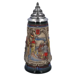 Bierkrüge|Rothenburg Motive-Bierkrug mit Zinndeckel "Rothenburg mit Ritter", 0,5 Liter