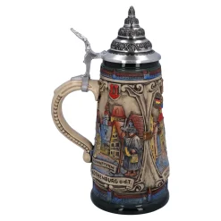Bierkrüge|Rothenburg Motive-Bierkrug mit Zinndeckel