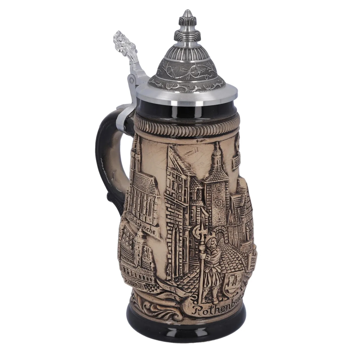 Bierkrüge|Rothenburg Motive-Bierkrug mit Zinndeckel "Rothenburg", 0,25 Liter