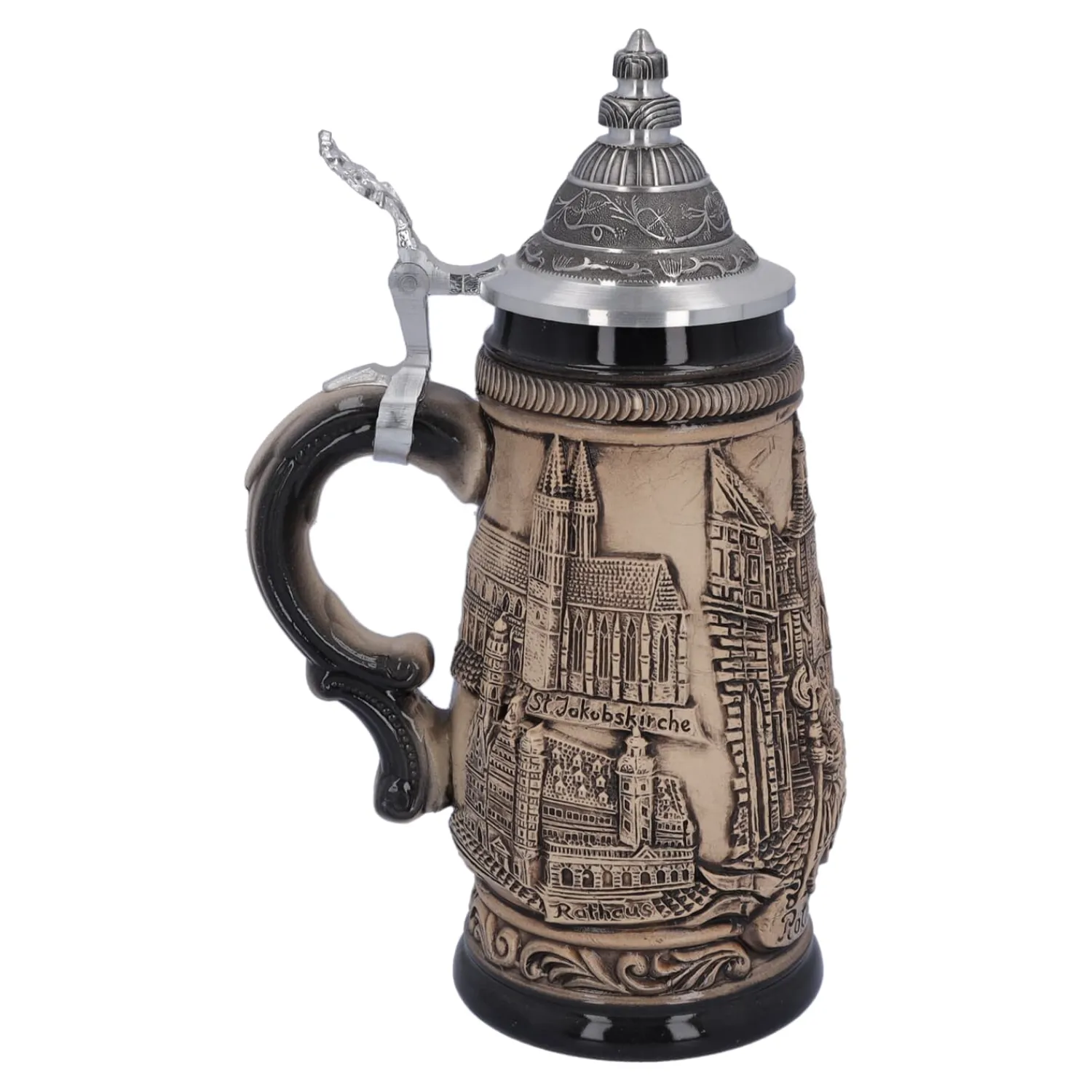 Bierkrüge|Rothenburg Motive-Bierkrug mit Zinndeckel "Rothenburg", 0,25 Liter