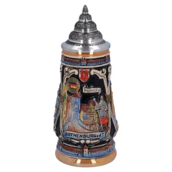 Bierkrüge|Rothenburg Motive-Bierkrug mit Zinndeckel "Rothenburg mit Ritter", 0,25 l