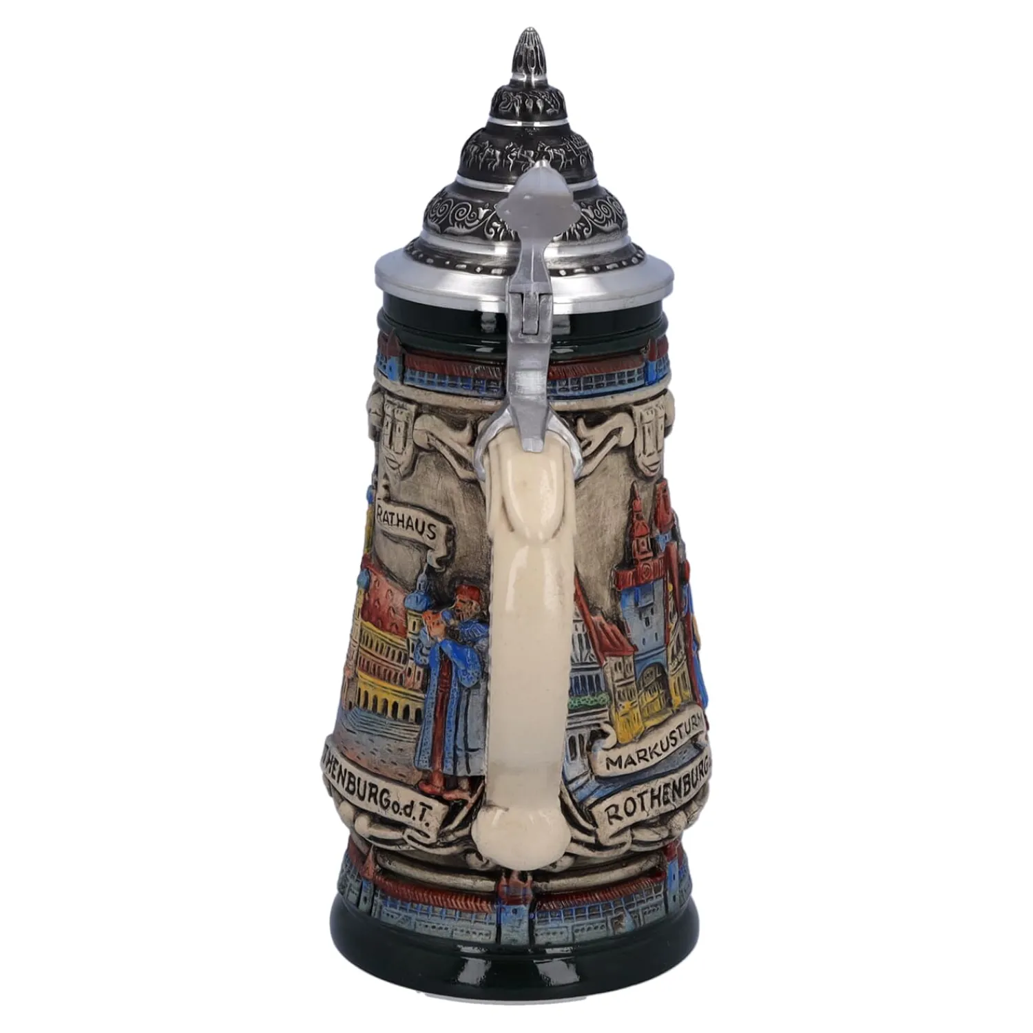 Bierkrüge|Rothenburg Motive-Bierkrug mit Zinndeckel "Rothenburg mit Ritter", 0,25l