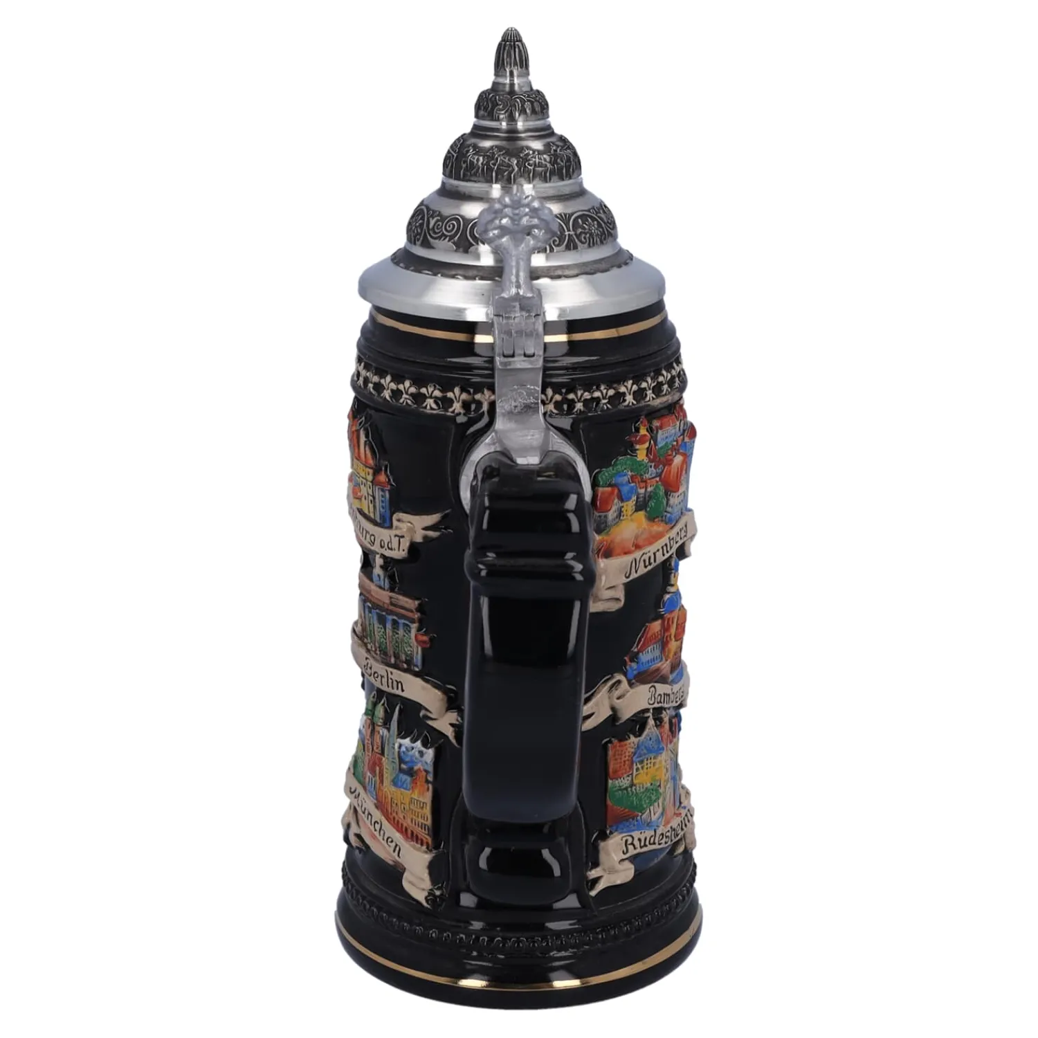 Bierkrüge|Rothenburg Motive-Bierkrug mit Zinndeckel "Stadtwappen", gold, 0,4l