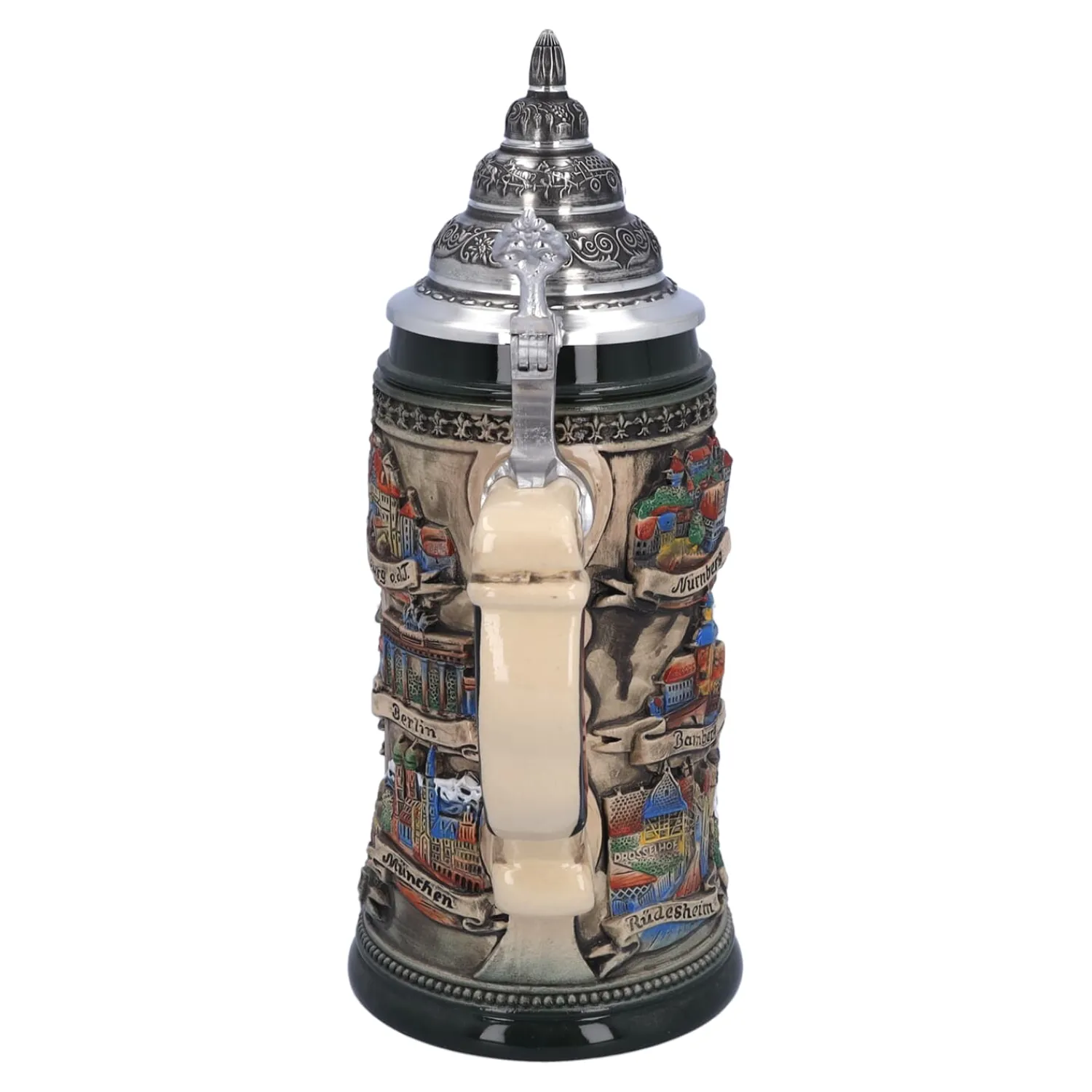 Bierkrüge|Rothenburg Motive-Bierkrug mit Zinndeckel "Stadtwappen", braun, 0,75l