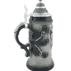 Bierkrüge|Rothenburg Motive-Bierkrug mit Zinndeckel "Stadtbild Rothenburg", schwarz, 0,5l