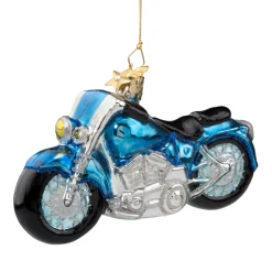 Poesie in Glas Weihnachtskugeln Aus Glas-Blaues Motorrad