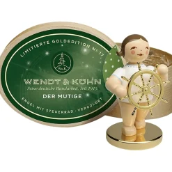 WENDT & KÜHN Wendt & Kühn Kollektion-Der Mutige, Engel mit Steuerrad auf vergoldetem Metallsockel, Goldedition No17