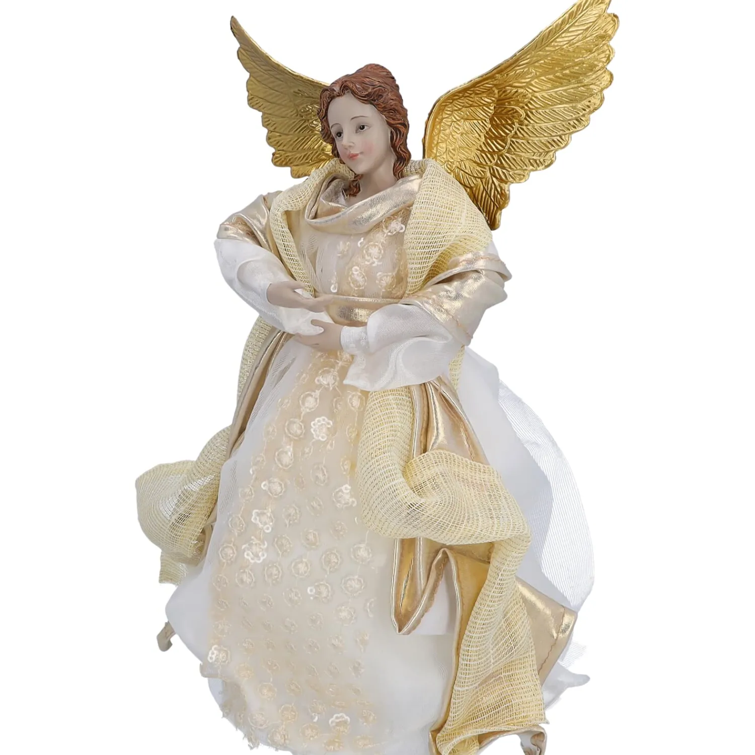 Standfiguren-Engel, beige/goldfarben, Standfigur