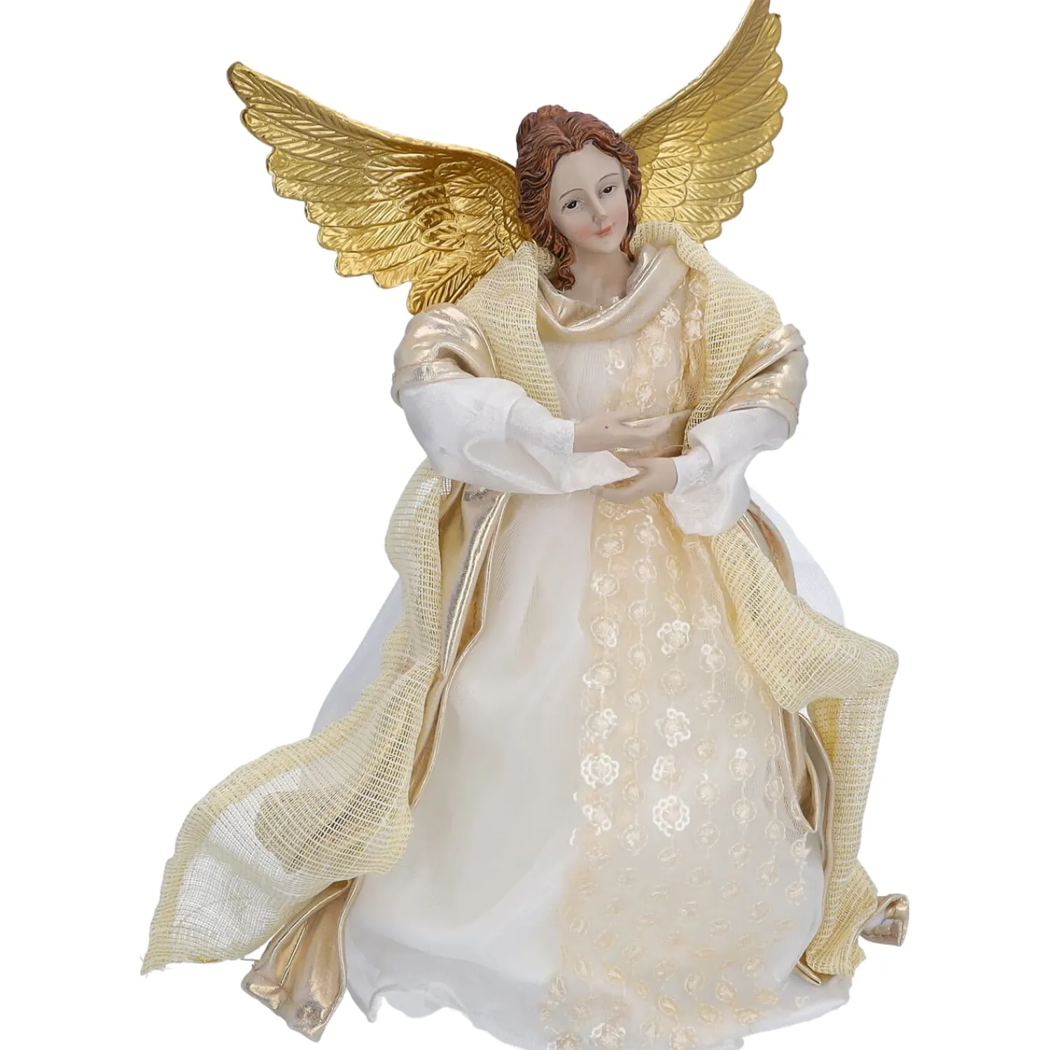 Standfiguren-Engel, beige/goldfarben, Standfigur