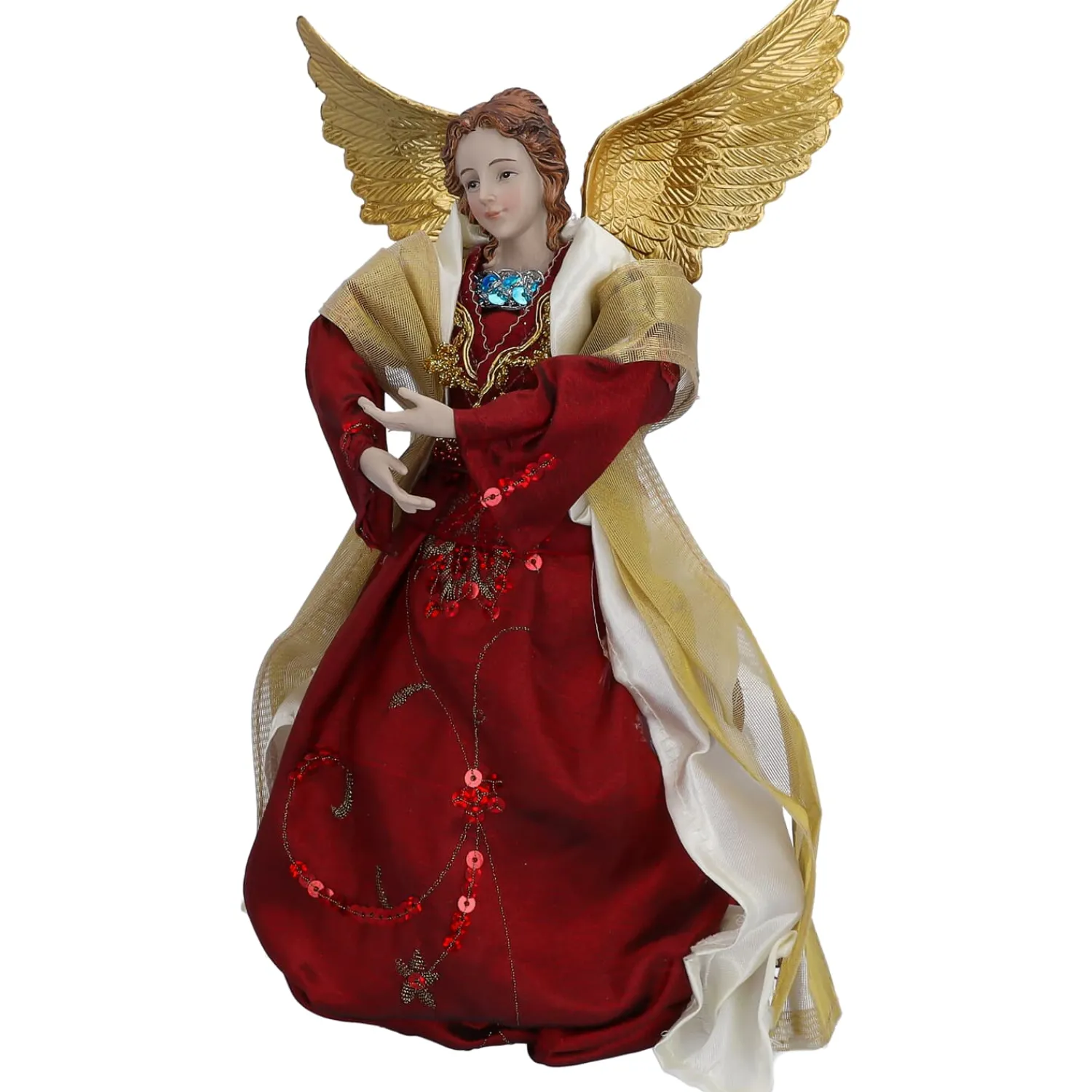 Standfiguren-Engel, rot/goldfarben, Standfigur
