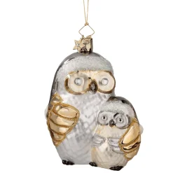 Poesie in Glas Weihnachtskugeln Aus Glas-Eulenmutter mit Kind