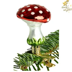 Poesie in Glas Weihnachtskugeln Aus Glas-Fliegenpilz mit Clip, groß (5cm)