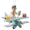 Käthes Original Christbaumschmuck Holz-Flugzeug mit Schneemann