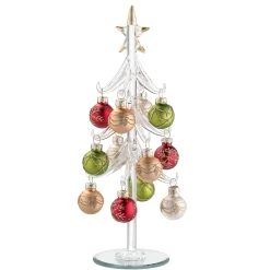 Standfiguren-Glasbaum mit bunten Kugeln