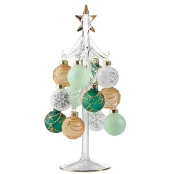 Standfiguren-Glasbaum mit grünen Kugeln, Standfigur