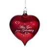 Weihnachtskugeln Aus Glas-Glasherz bordeauxrot glänzend "Alles Gute zum Geburtstag"