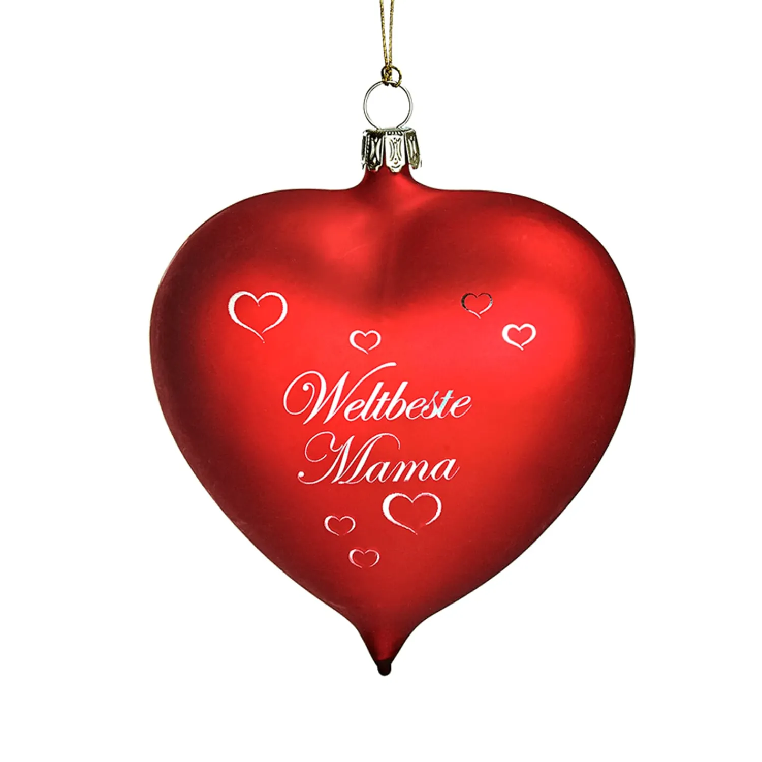 Weihnachtskugeln Aus Glas-Glasherz bordeauxrot matt "Weltbeste Mama"