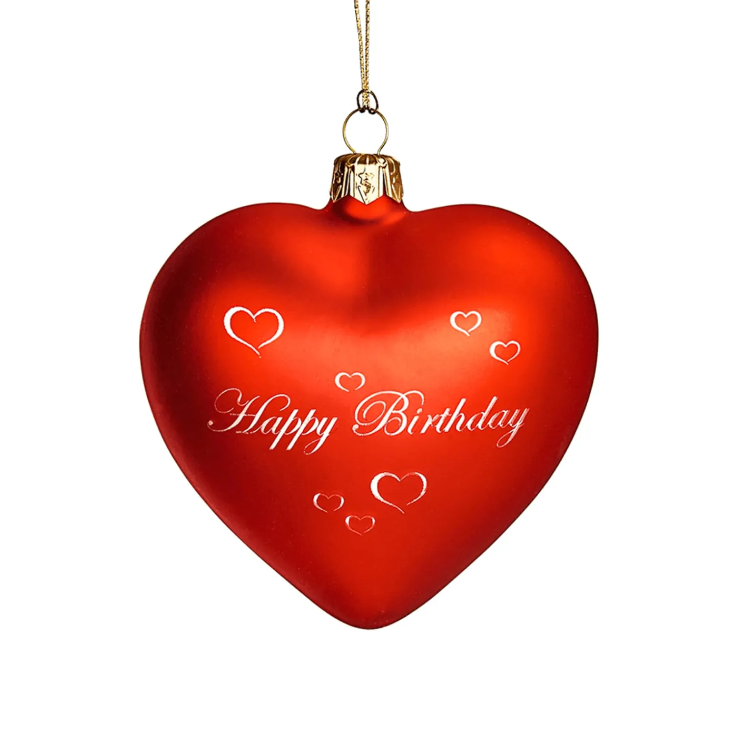 Weihnachtskugeln Aus Glas-Glasherz rot matt "Happy Birthday"