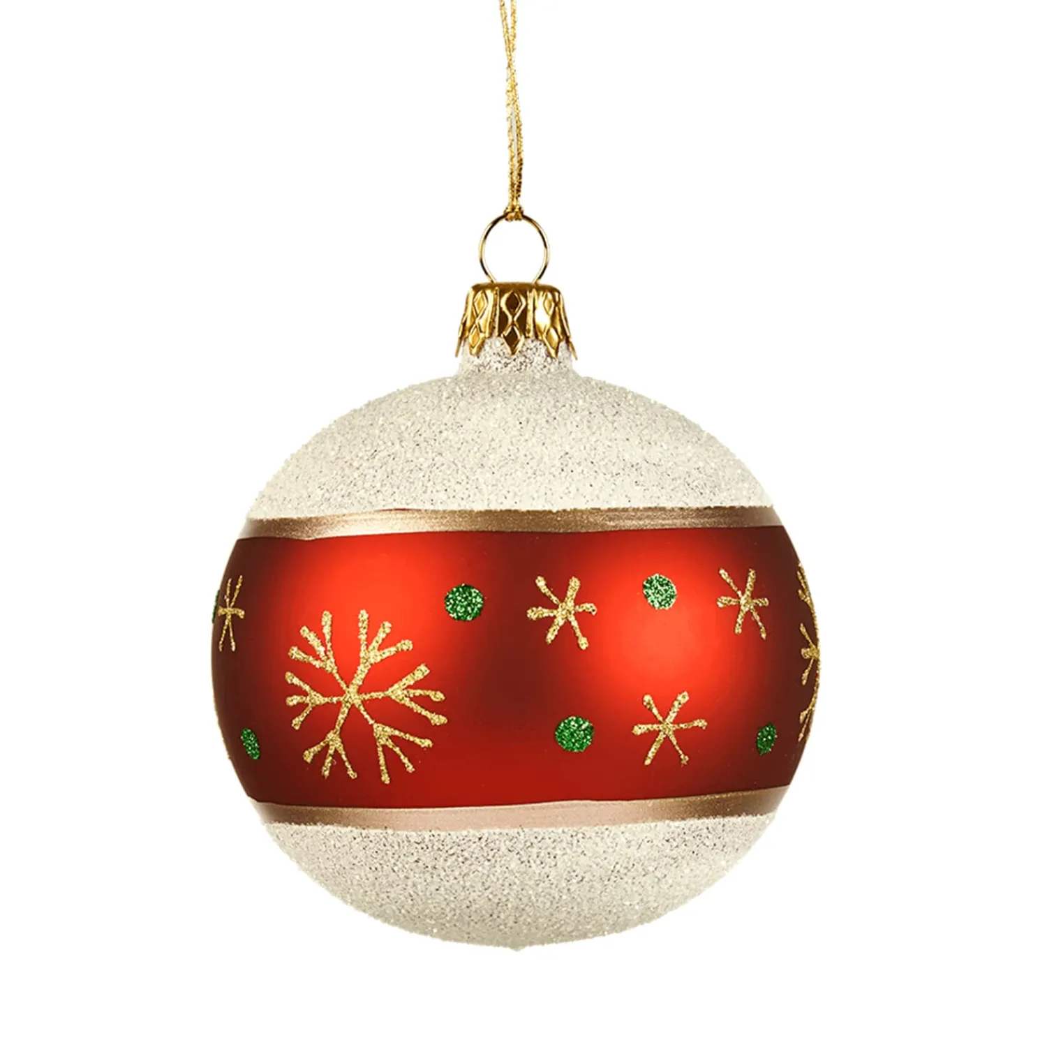 Weihnachtskugeln-Glaskugel Frosty mit Schneeflocken, 8cm