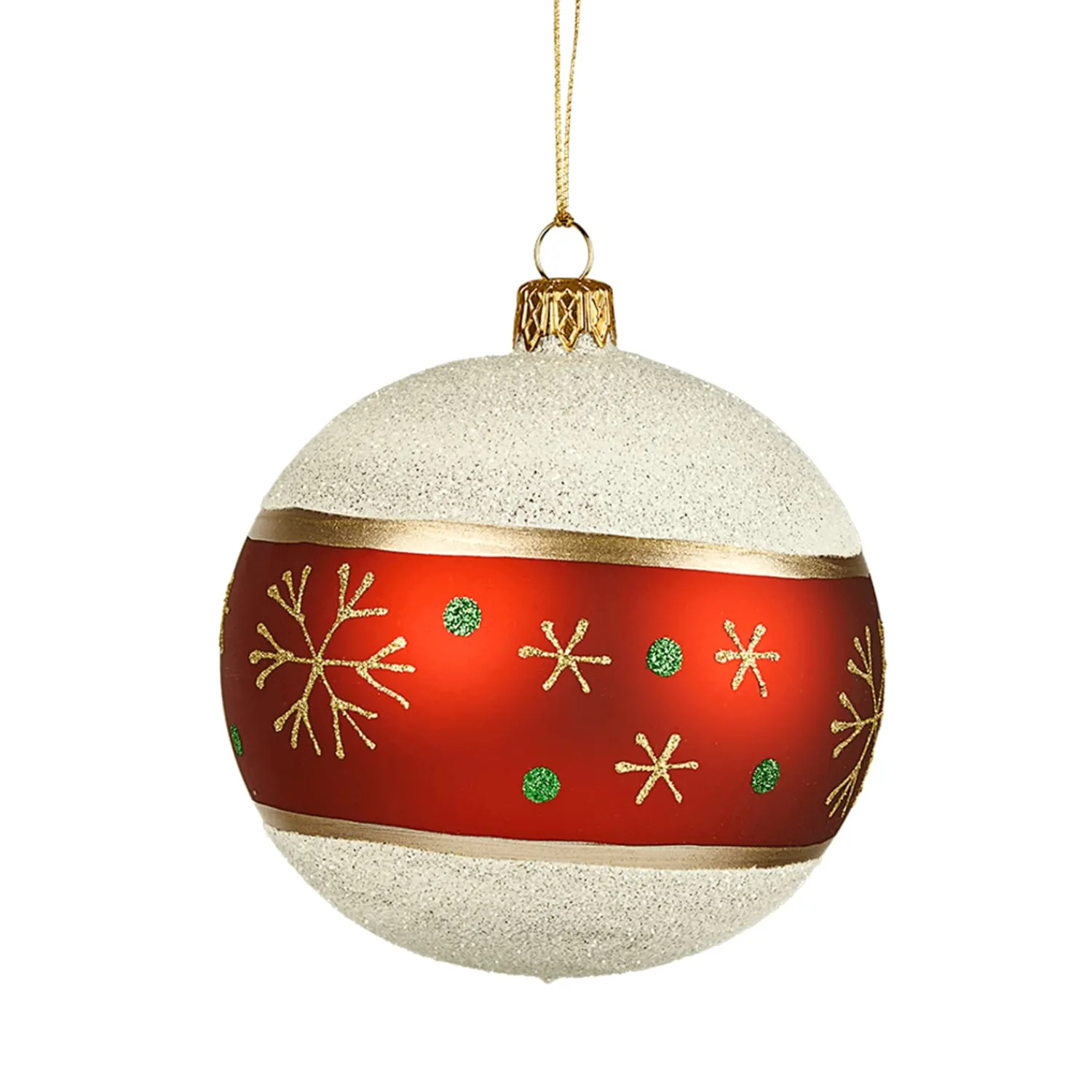 Weihnachtskugeln-Glaskugel Frosty mit Schneeflocken, 10cm