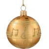 Weihnachtskugeln|Weihnachtskugeln Aus Glas-Glaskugel gold mit Noten, 8 cm