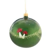 Weihnachtskugeln Aus Glas|Weihnachtskugeln-Glaskugel grün mit Fliegenpilzen, 10 cm