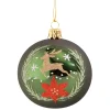 Weihnachtskugeln-Glaskugel grün mit Hirsch, 7 cm