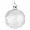 Weihnachtskugeln-Glaskugel Milchglas mit weißen Bäumen, 7 cm
