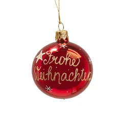 Weihnachtskugeln-Glaskugel rot "Frohe Weihnachten", 6 cm