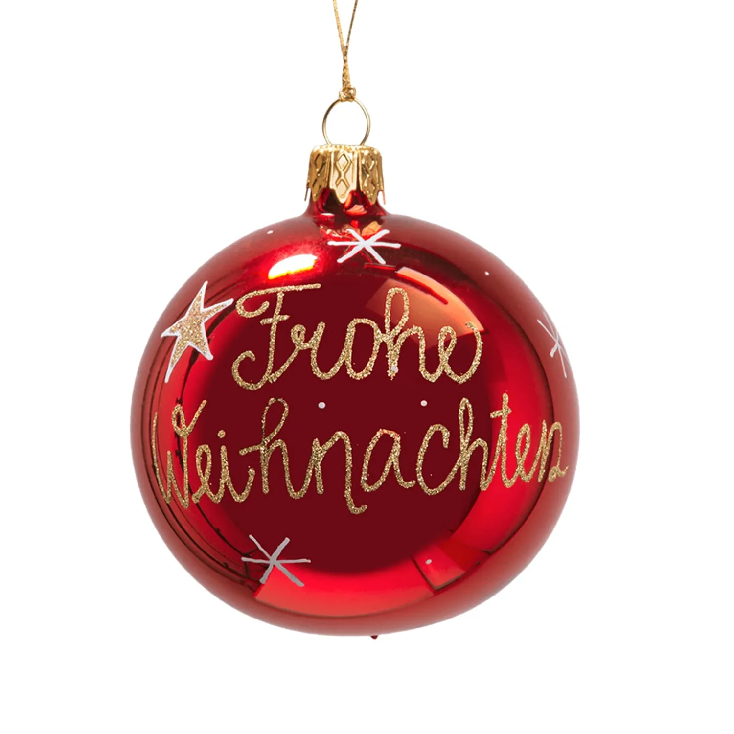 Weihnachtskugeln-Glaskugel rot "Frohe Weihnachten", 8 cm