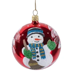 Weihnachtskugeln Aus Glas|Weihnachtskugeln-Glaskugel rot opal "Schneemann", 8 cm