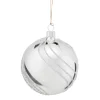 Weihnachtskugeln|Weihnachtskugeln Aus Glas-Glaskugel silber mit Glitzerdekor, 8 cm