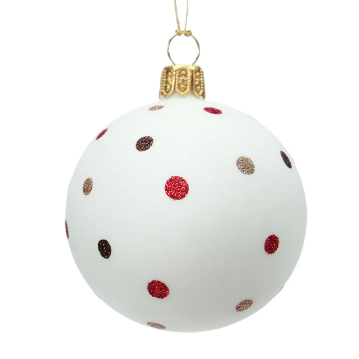 Weihnachtskugeln Aus Glas|Weihnachtskugeln-Glaskugel weiß matt mit Glitzerpunkten, 10 cm