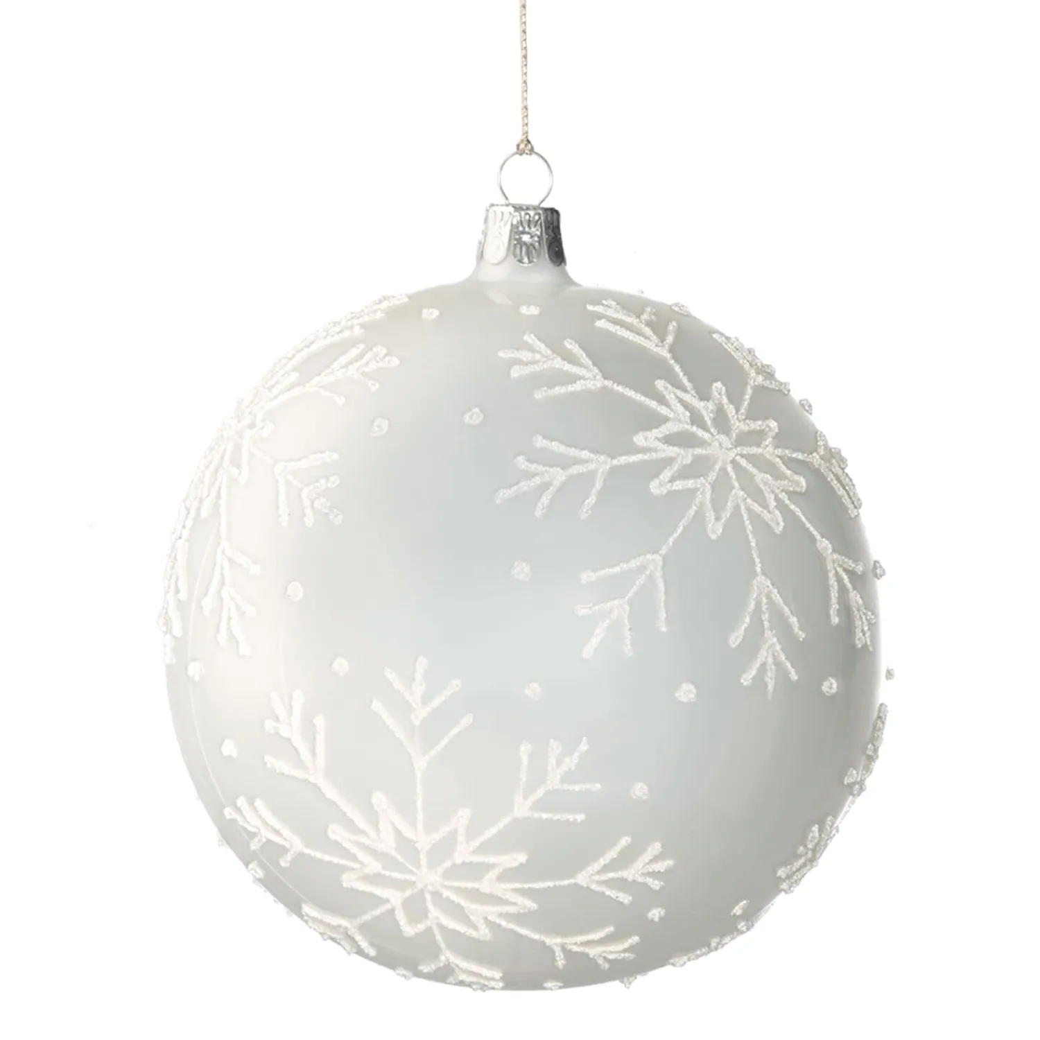 Weihnachtskugeln-Glaskugel weiß mit Schneeflocken, 12cm