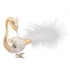 Weihnachtskugeln-Glas-Schwan, gold-silber
