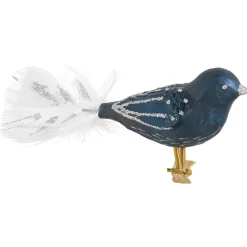 Poesie in Glas Weihnachtskugeln Aus Glas-Glasvogel, dunkelblau