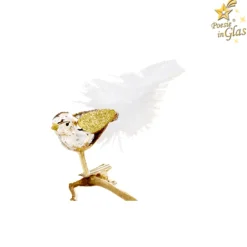 Poesie in Glas Weihnachtskugeln Aus Glas-Glasvogel, goldfarben