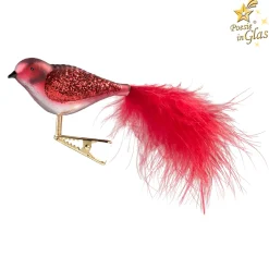 Poesie in Glas Weihnachtskugeln Aus Glas-Glasvogel, rot-weiß